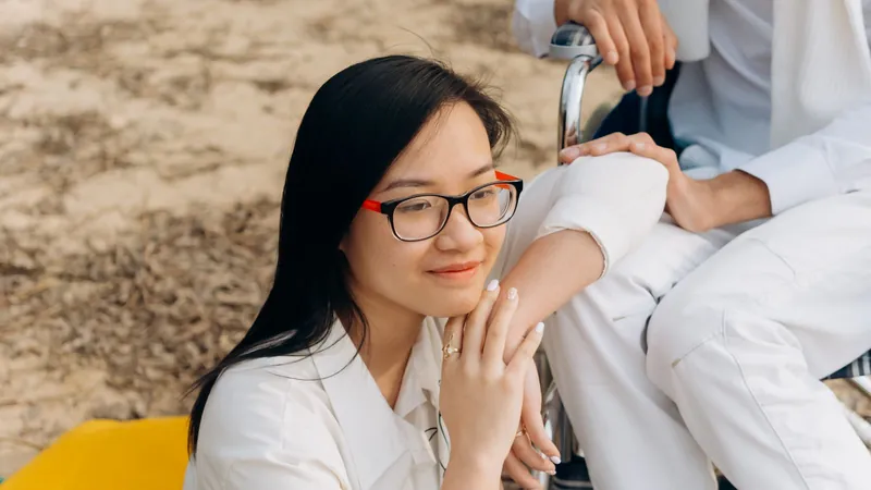 Two friends sharing a relaxed, supportive moment outdoors